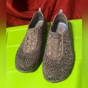 Skechers Women's Knit Slip-On Sneakers in Gray Speckle